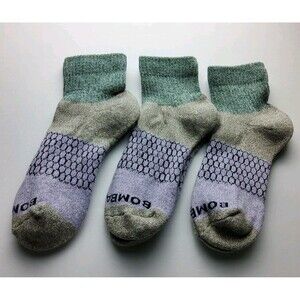 Bombas Tri-Block Marled Quarter Socks Lot Of 3 Pairs Size M